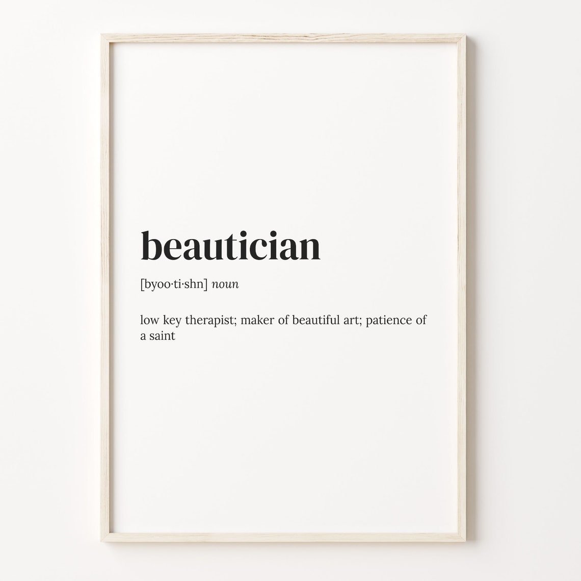 Beautician Definition Print Dictionary Poster Quote Wall Art Brows Lady Gift Nail Landy Gift Gift For Beautician C17 32