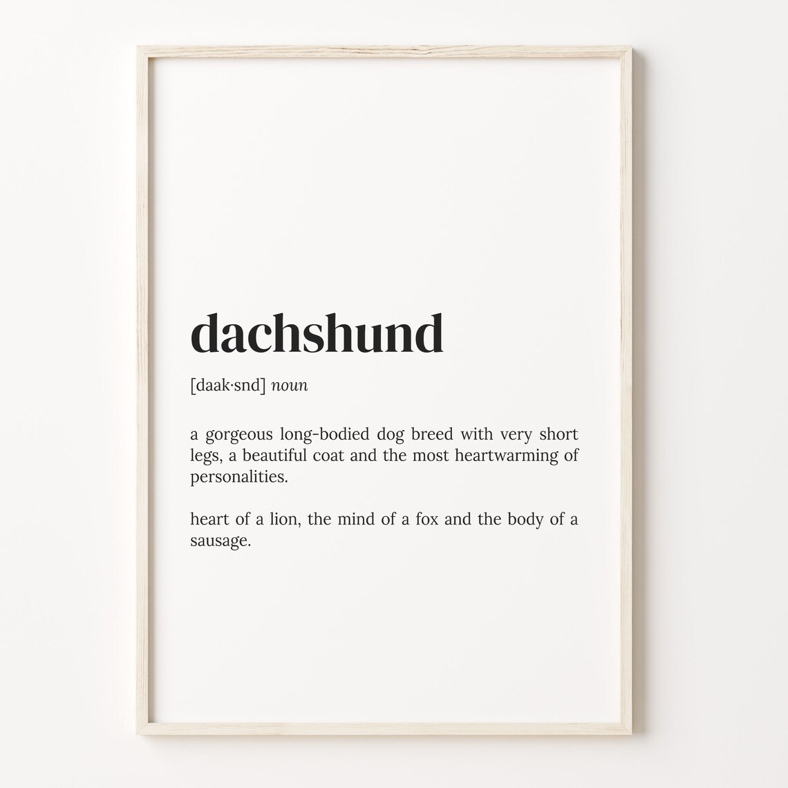 Dachshund Definition Dictionary Poster Art Print