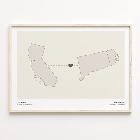 To Connecticut Print Connecticuter Gift Minimalistic State Connection Map Poster Travel Wall Art Moving Overseas C211201