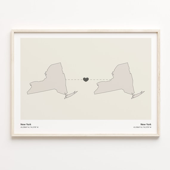 New York To Print Yorker Gift Minimalistic State Connection Map Poster Travel Wall Art Adventure Awaits C211385