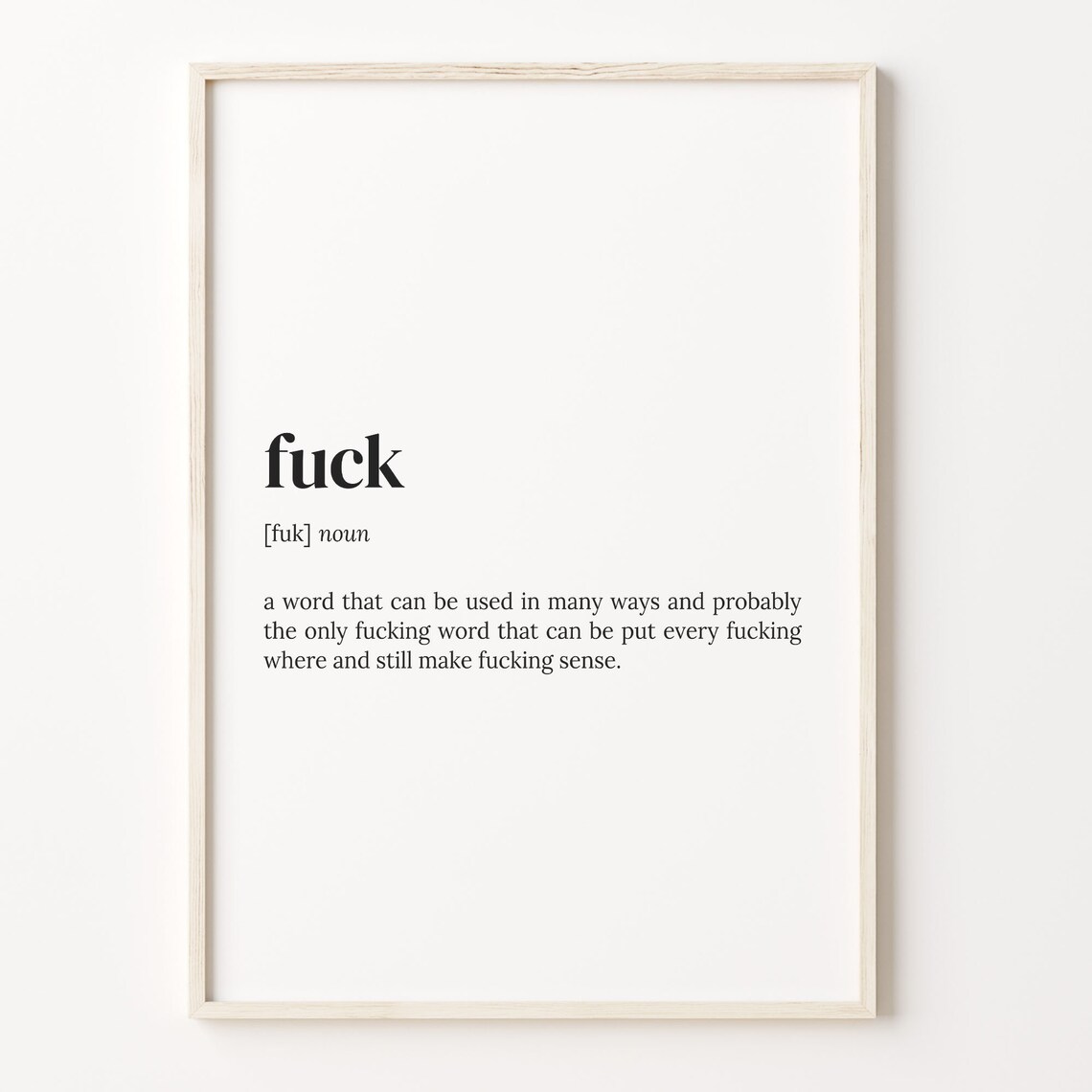 Fuck Definition Quote Poster, Funny Christmas Gift