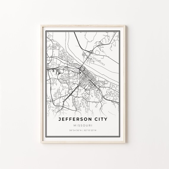Jefferson City Missouri Minimalist Linework Street Map Poster