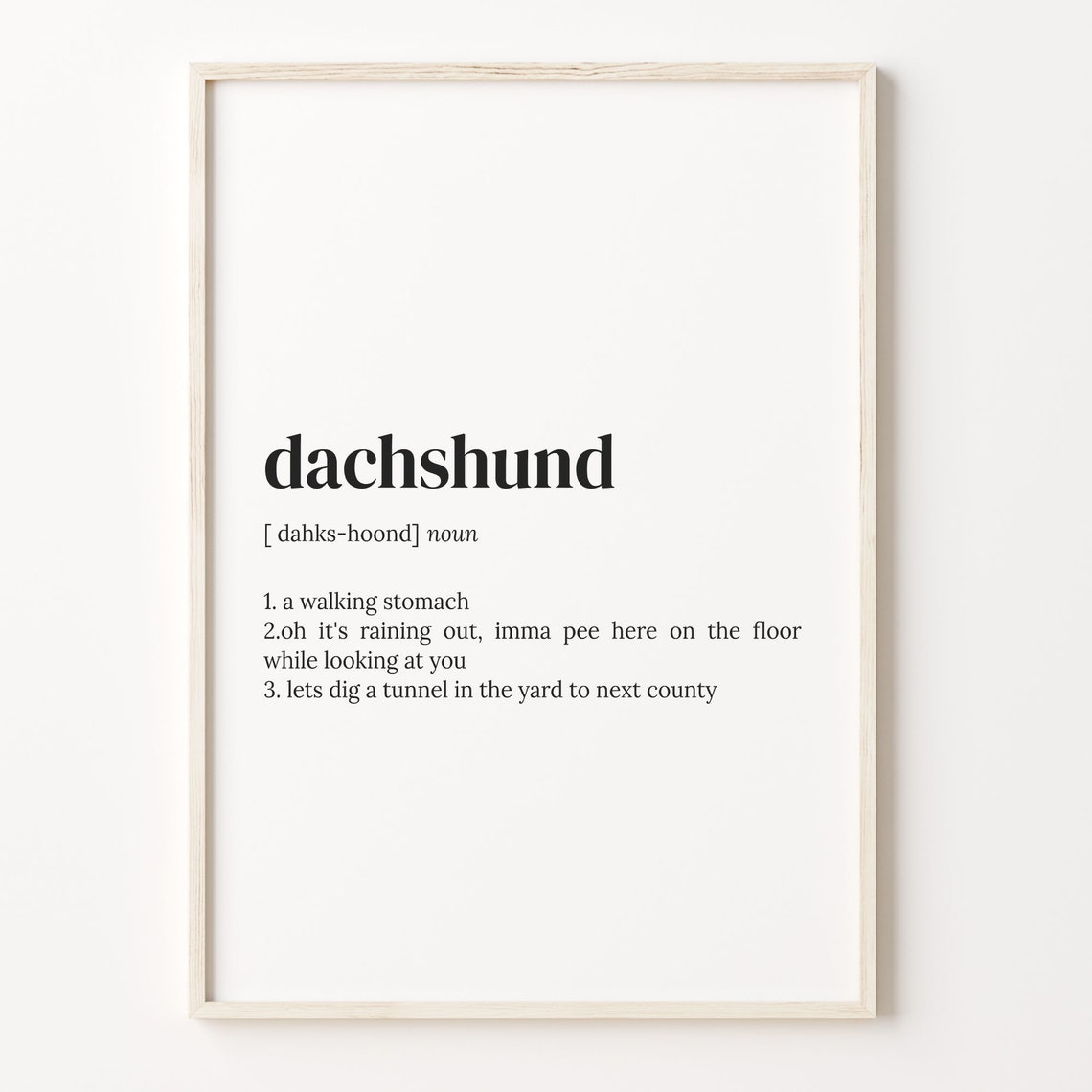 Dachshund Dictionary Definition Funny Quote Poster Gift Idea
