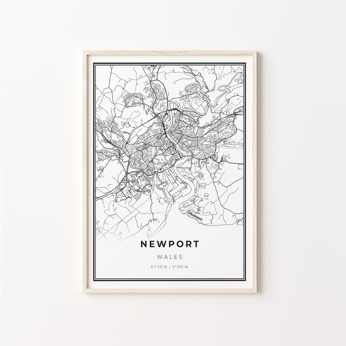 Newport Wales United Kingdom Minimalist City Street Map Poster