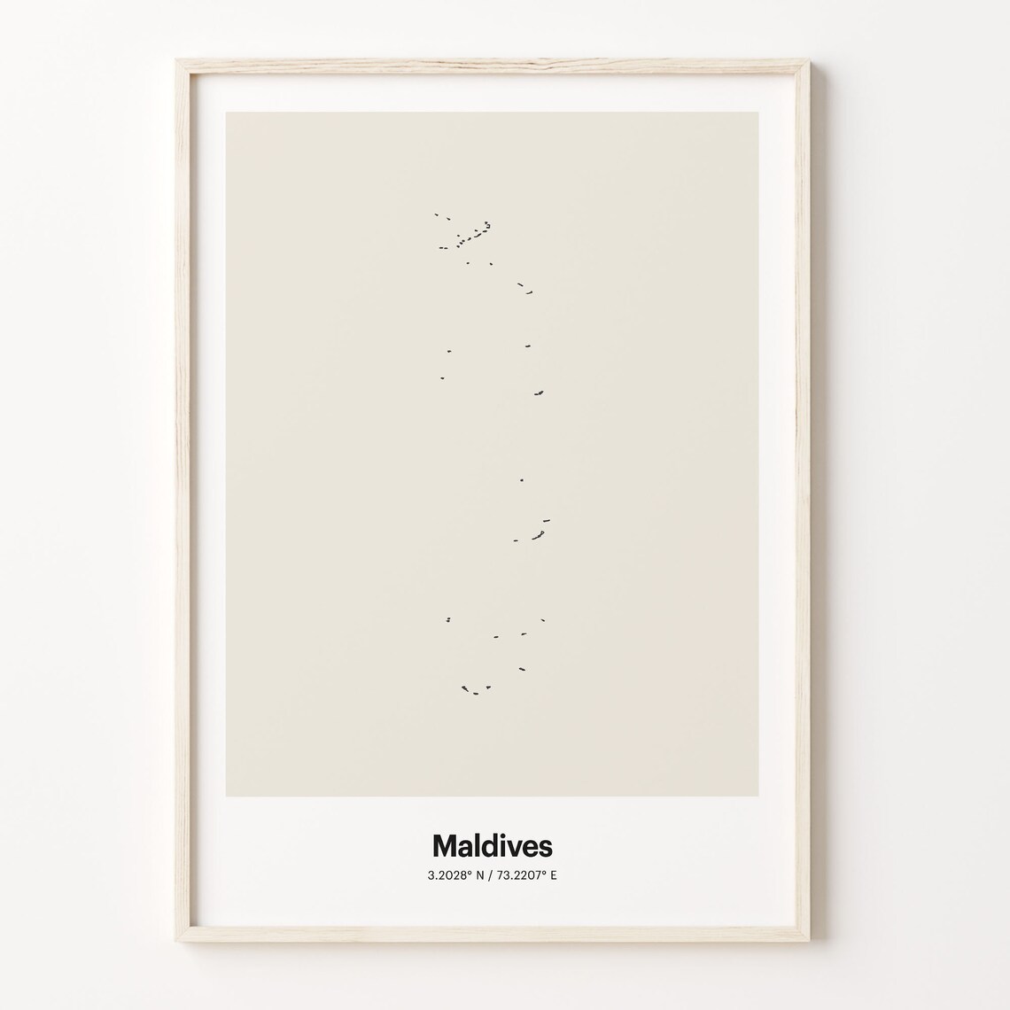 Maldives Minimalist Country Map With Coordinates Line Art Poster