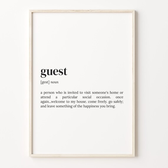 Guest Definition Wall Art Welcome Sign for Entryway and Hallway
