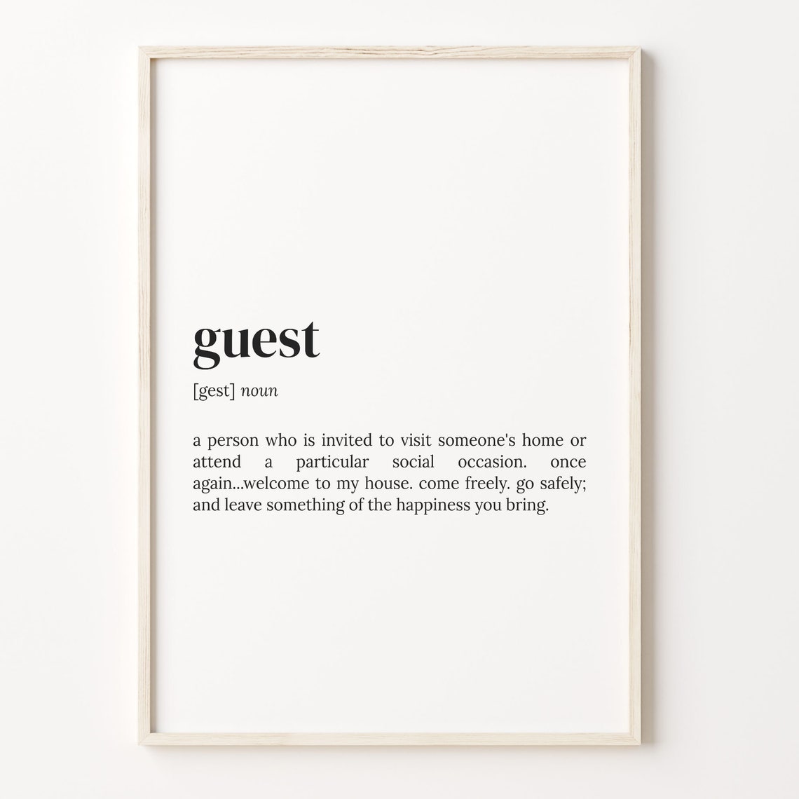 Guest Definition Wall Art Welcome Sign for Entryway and Hallway