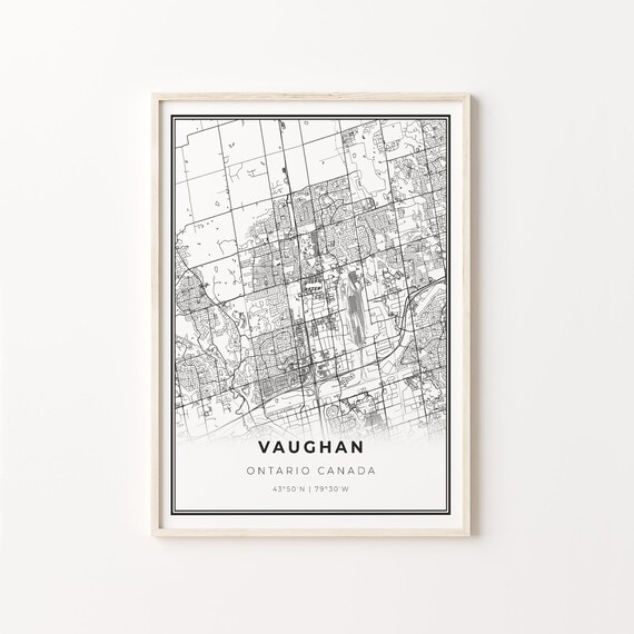 Vaughan Ontario Canada City Map Minimalist Monochrome Art Poster