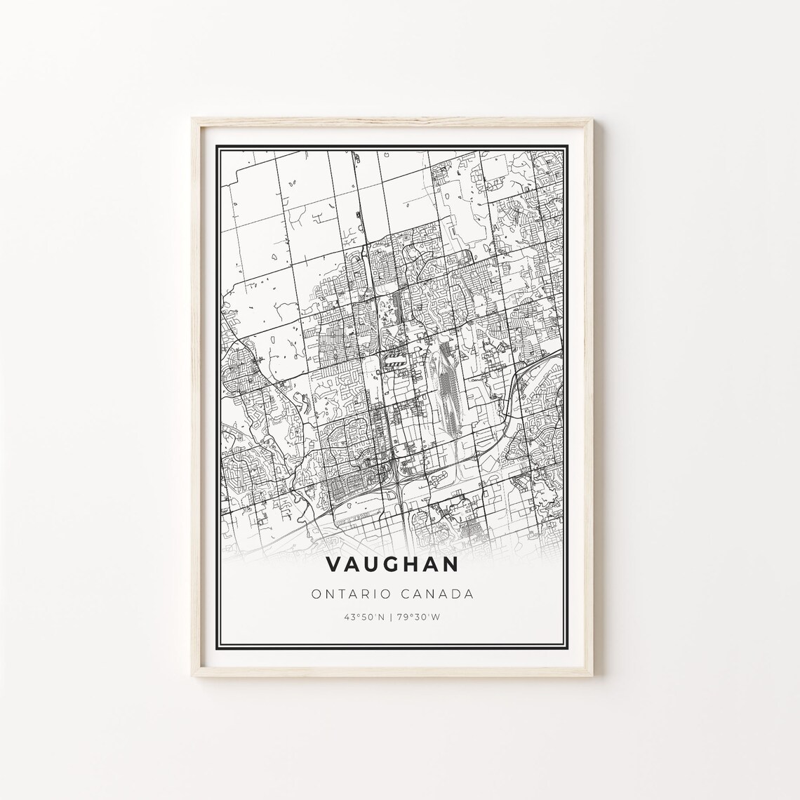 Vaughan Ontario Canada City Map Minimalist Monochrome Art Poster