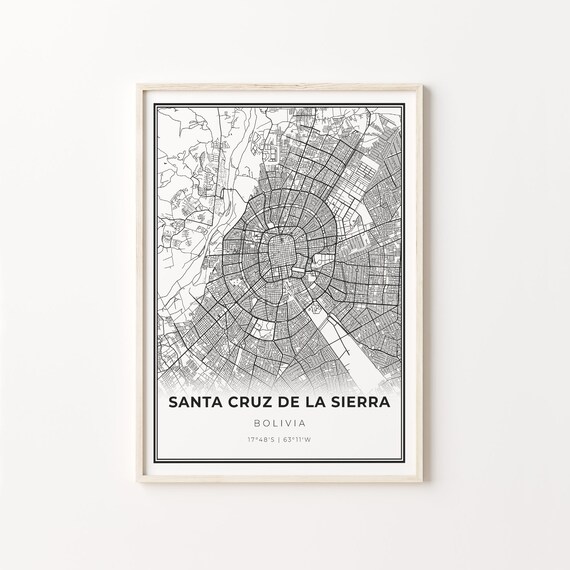 Santa Cruz de la Sierra Bolivia Minimalist City Street Map Poster