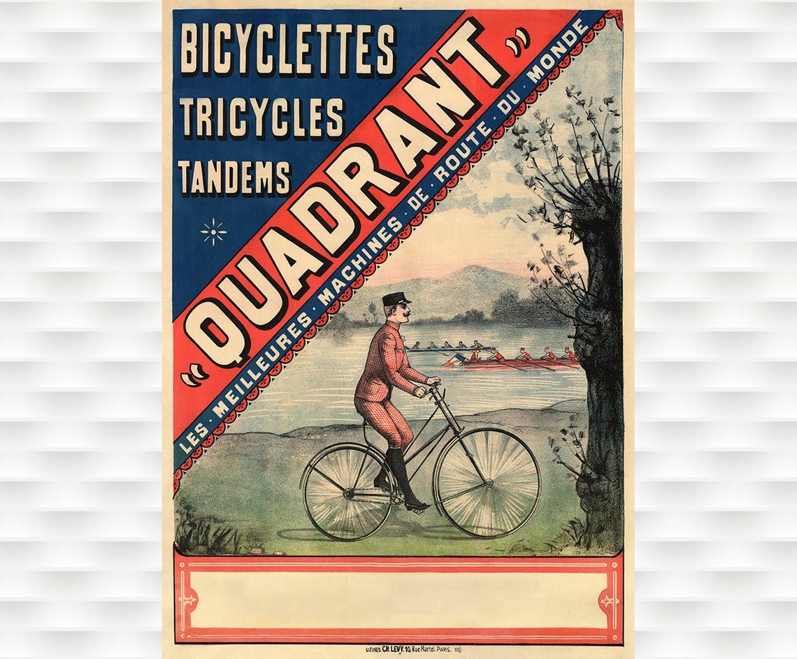 Quadrant Bicyclettes Tricycles Tandems French Vintage Ad Poster