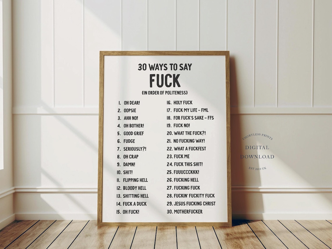 30 Ways To Say Fuck Typography Humor Art Print