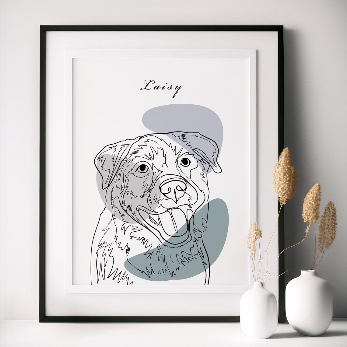 Reese Curly Puppy Line Art Cute Pet Portrait Illustration Poster - Image 3