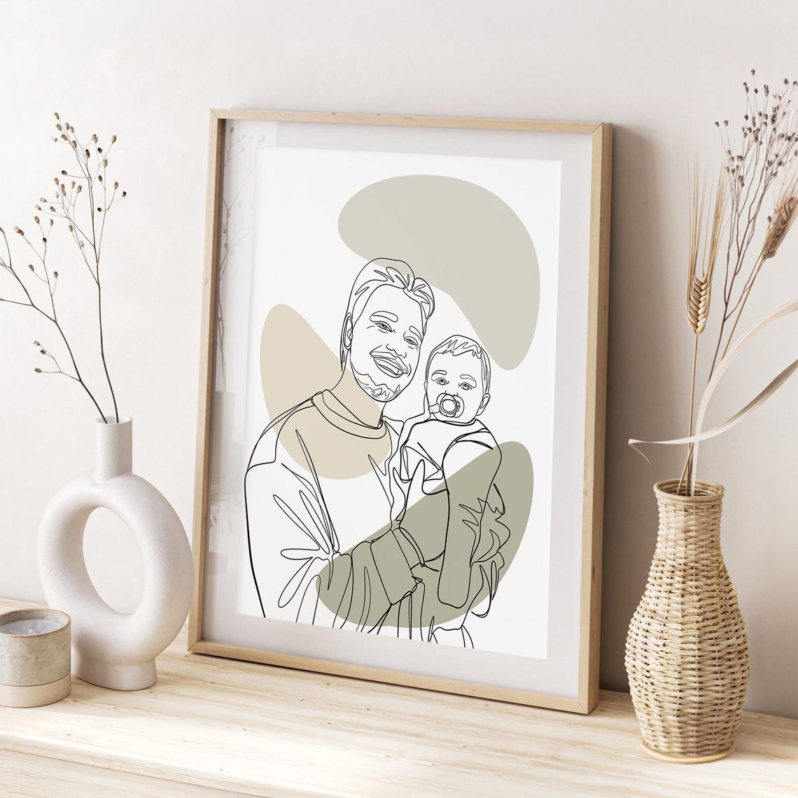 Happy Father's Day Warm Dad and Daughter Line Drawing Hug Poster - Image 3