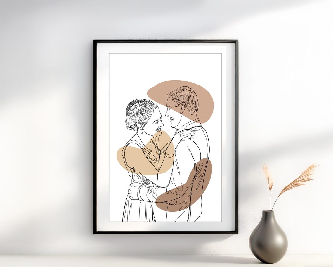 Custom Line Portrait Couple Drawing From Photo Personalized Gift For Her One Line Art In Loving Memory Gift For Couple Girlfriend Gift