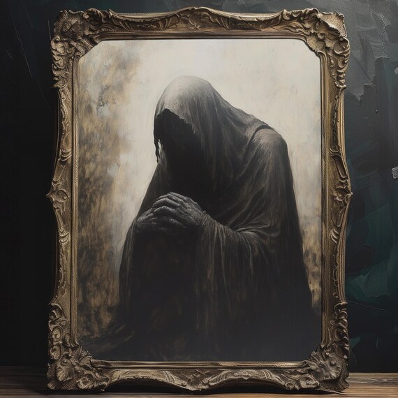 Demon Lord Azrael Portrait Painting Wall Art Dark Aesthetic Gothic Wall Decor Witchy Dark Academia Art Print