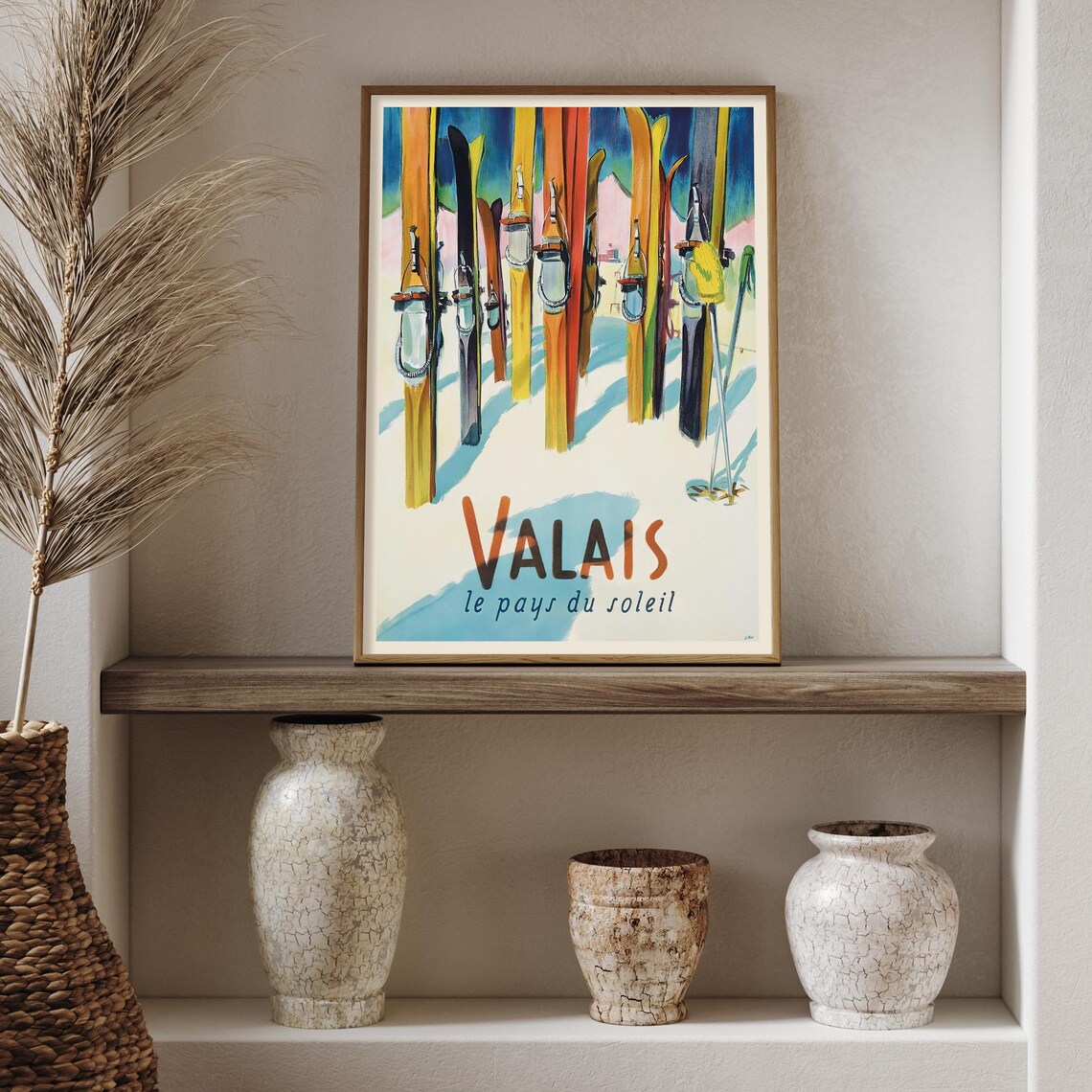 Valais Switzerland Ski Vintage Travel Poster - Image 2