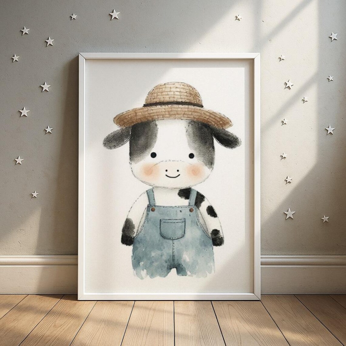 Farm Cow Print Cute Nursery Art Kids Room Decor Wall
