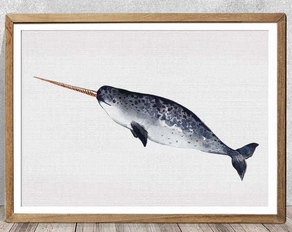Unicorn Of The Sea Narwhal Art Print, Nursery Decor