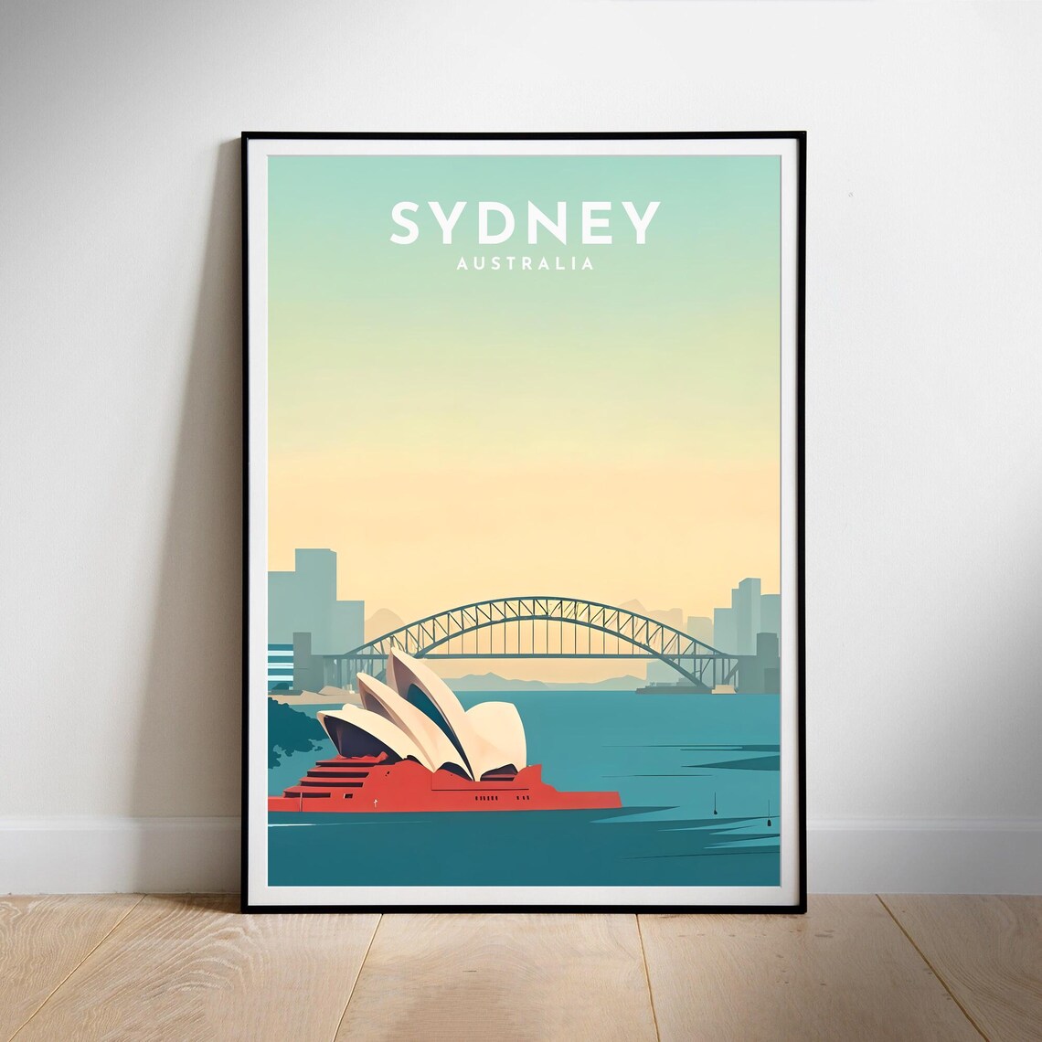 Sydney Australia Opera House Harbour Bridge Minimalist Poster