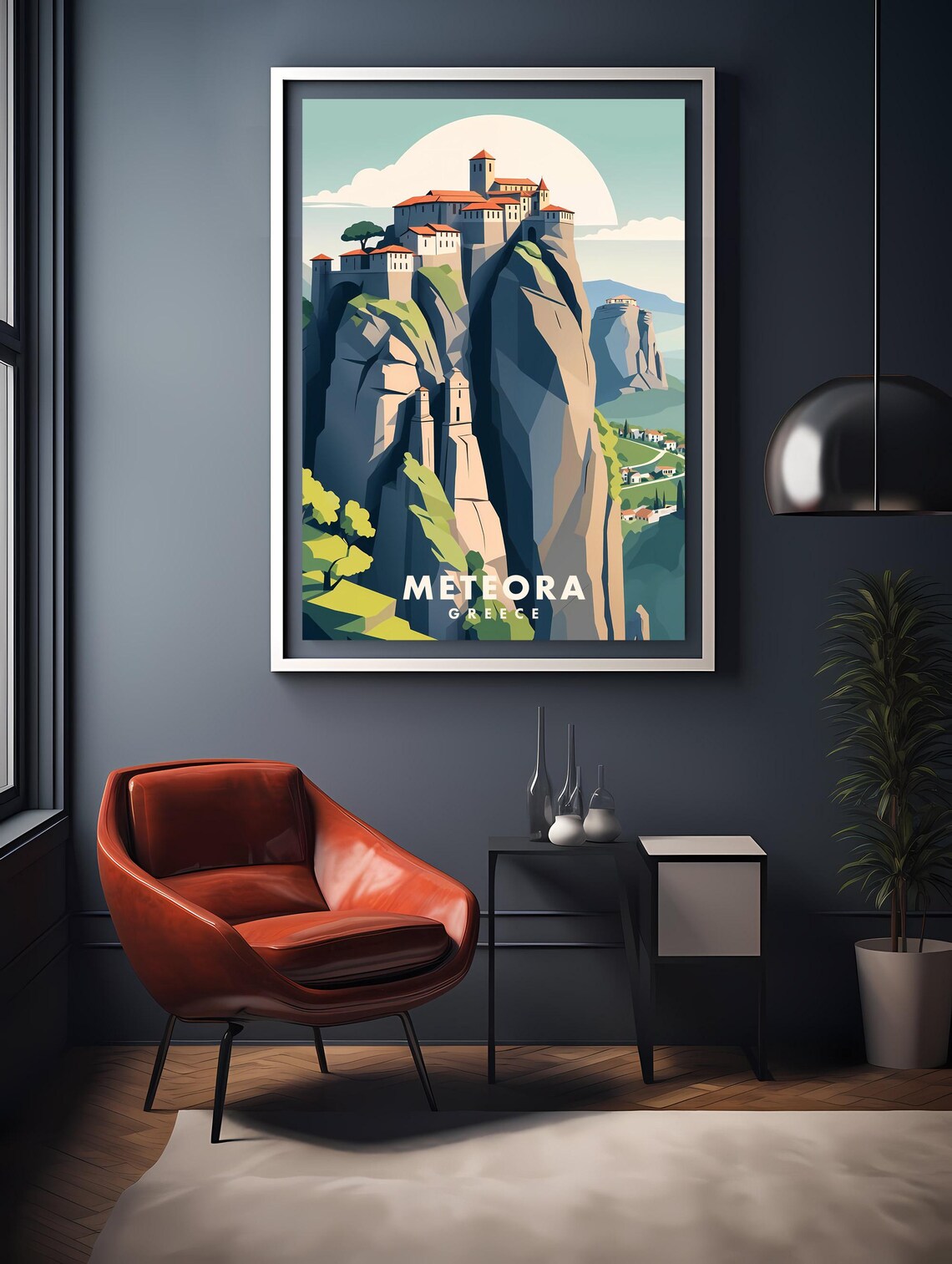 Meteora Greece Cliff Monastery Majestic Rock Pillar Travel Poster - Image 2
