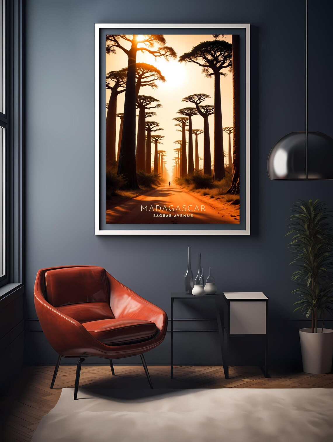 Majestic Madagascar Baobab Avenue Sunset Silhouette Travel Poster - Image 2