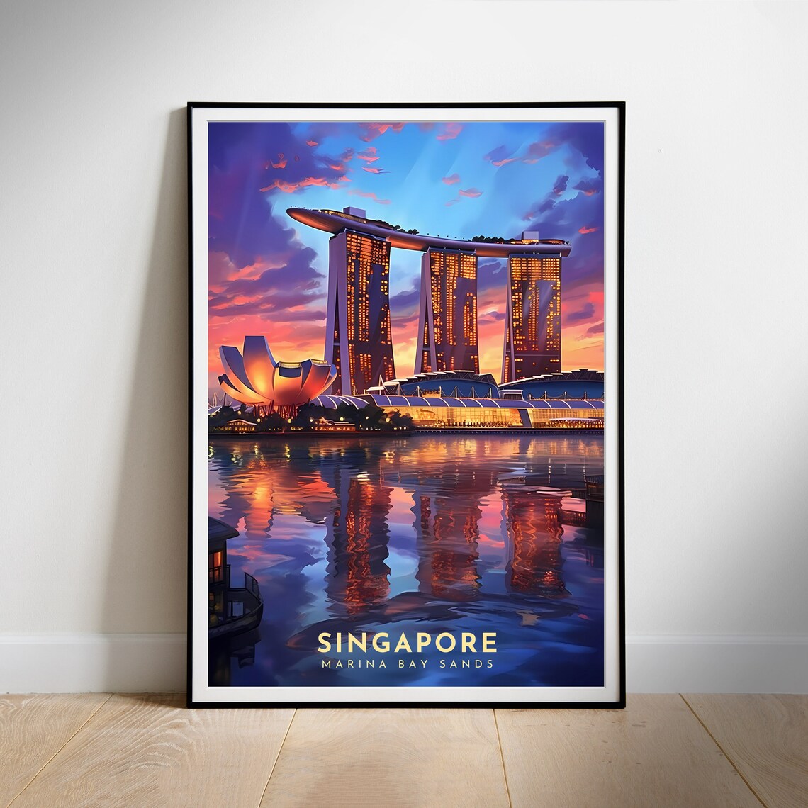 Singapore Travel Poster, Marina Bay Sands Art Print