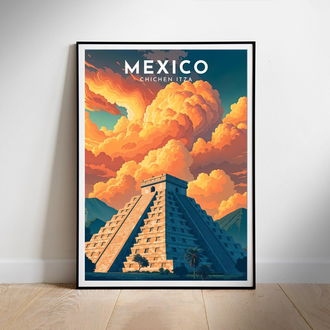 Mexico Travel Poster, Chichen Itza Travel Poster
