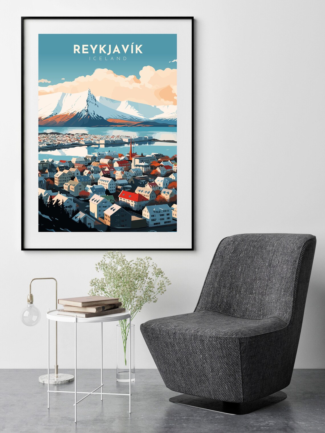 Reykjavik Retro Travel Poster Print, Iceland - Image 2