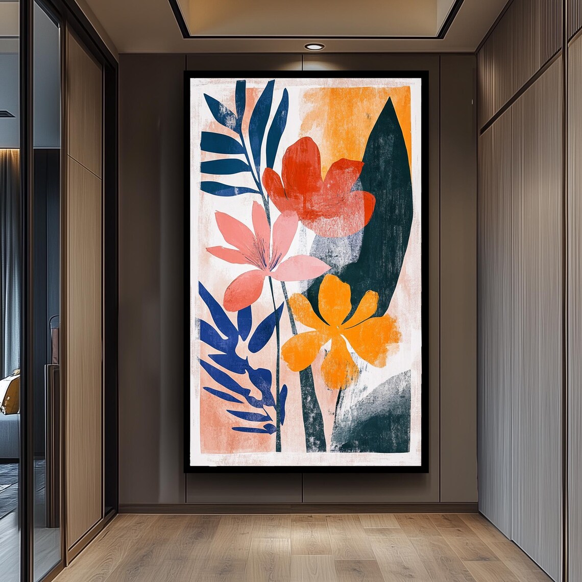 Matisse Inspired Floral Vase Poster, Abstract Botanical