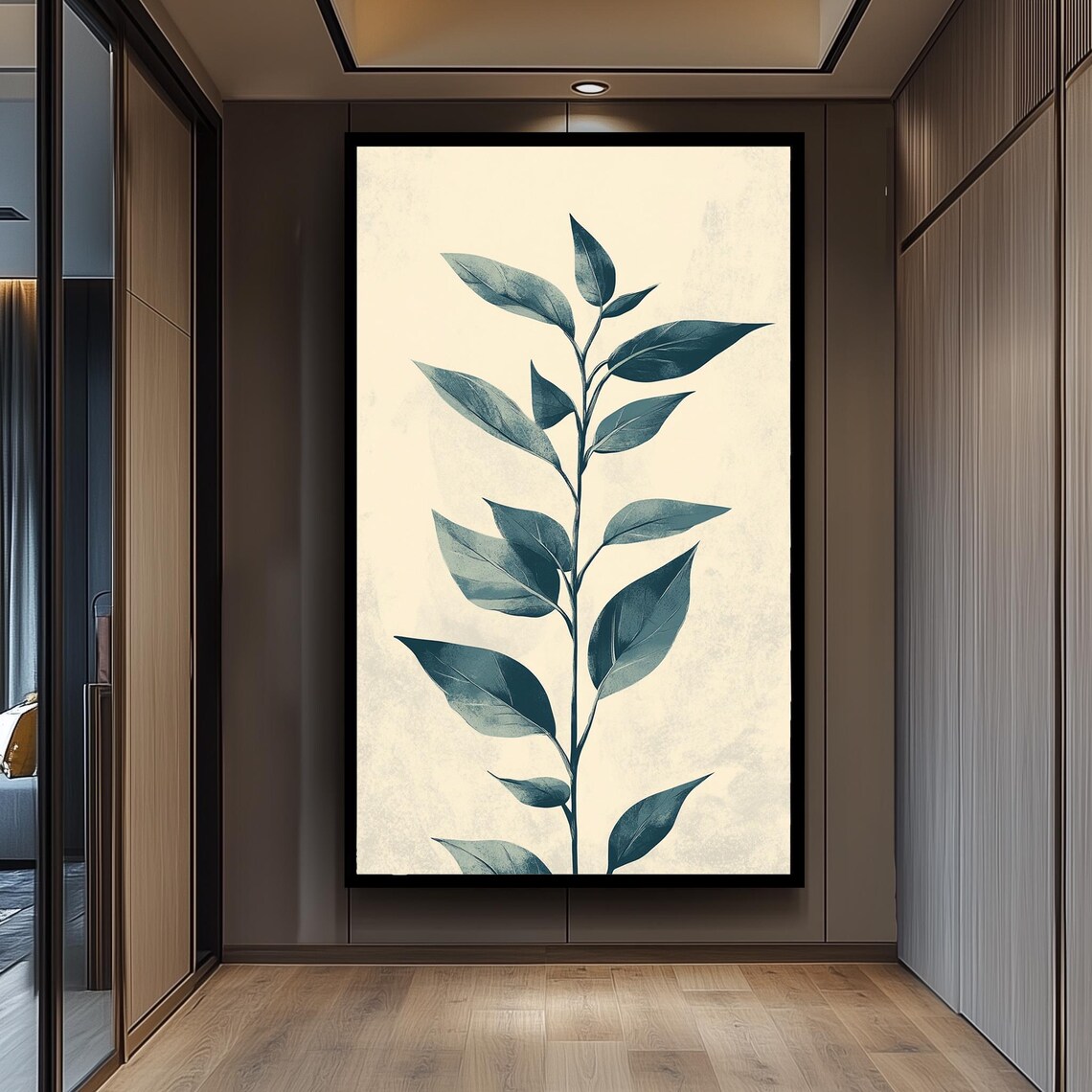 Botanical Leaf Canvas Art Handdrawn Vintage Greenery Print