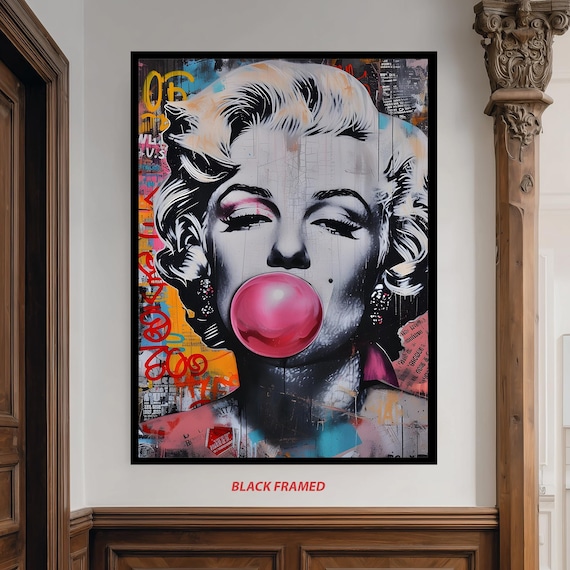 Marilyn Monroe Bubblegum Bubble Graffiti Pop Art Street Poster