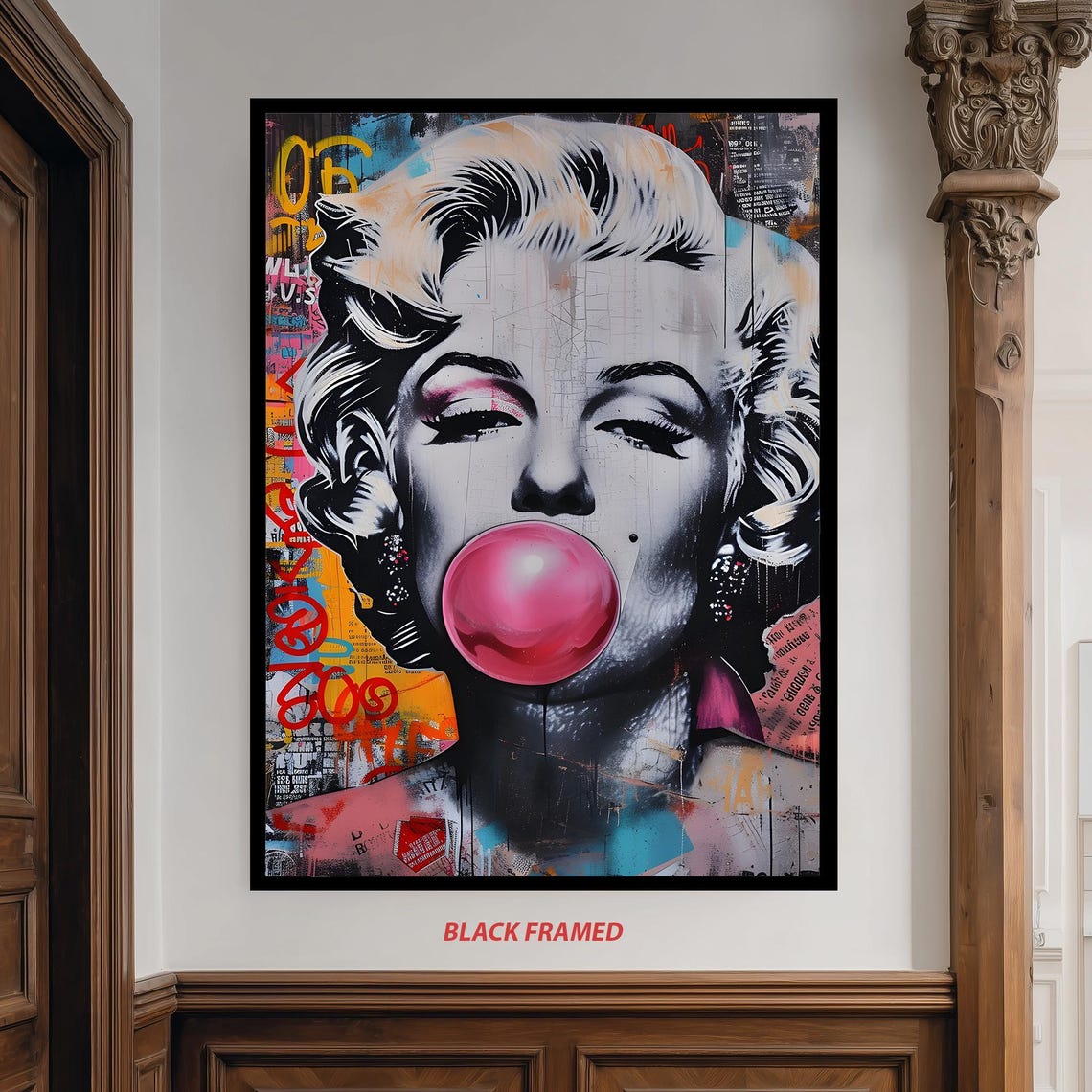Marilyn Monroe Bubblegum Bubble Graffiti Pop Art Street Poster