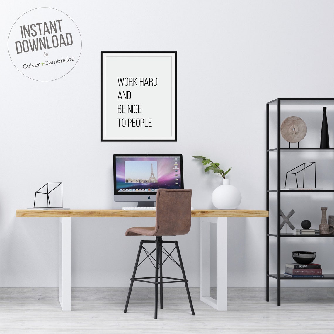 Work Hard And Be Nice To People Inspirational Quote Wall Poster - Image 3