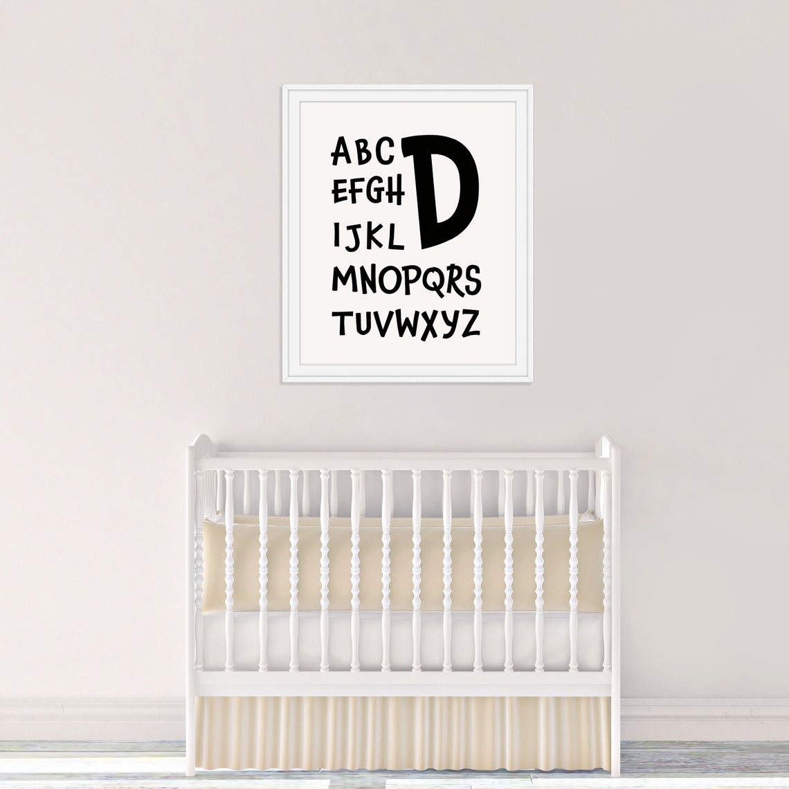 Alphabet Nursery Art With Oversized Letter D Black White Poster - Image 2