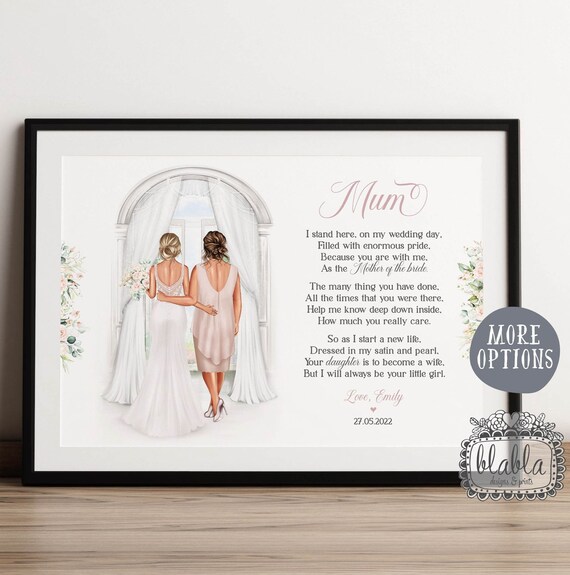 Personalised Mother Of The Bride Poem Gift With Archway Scene Print