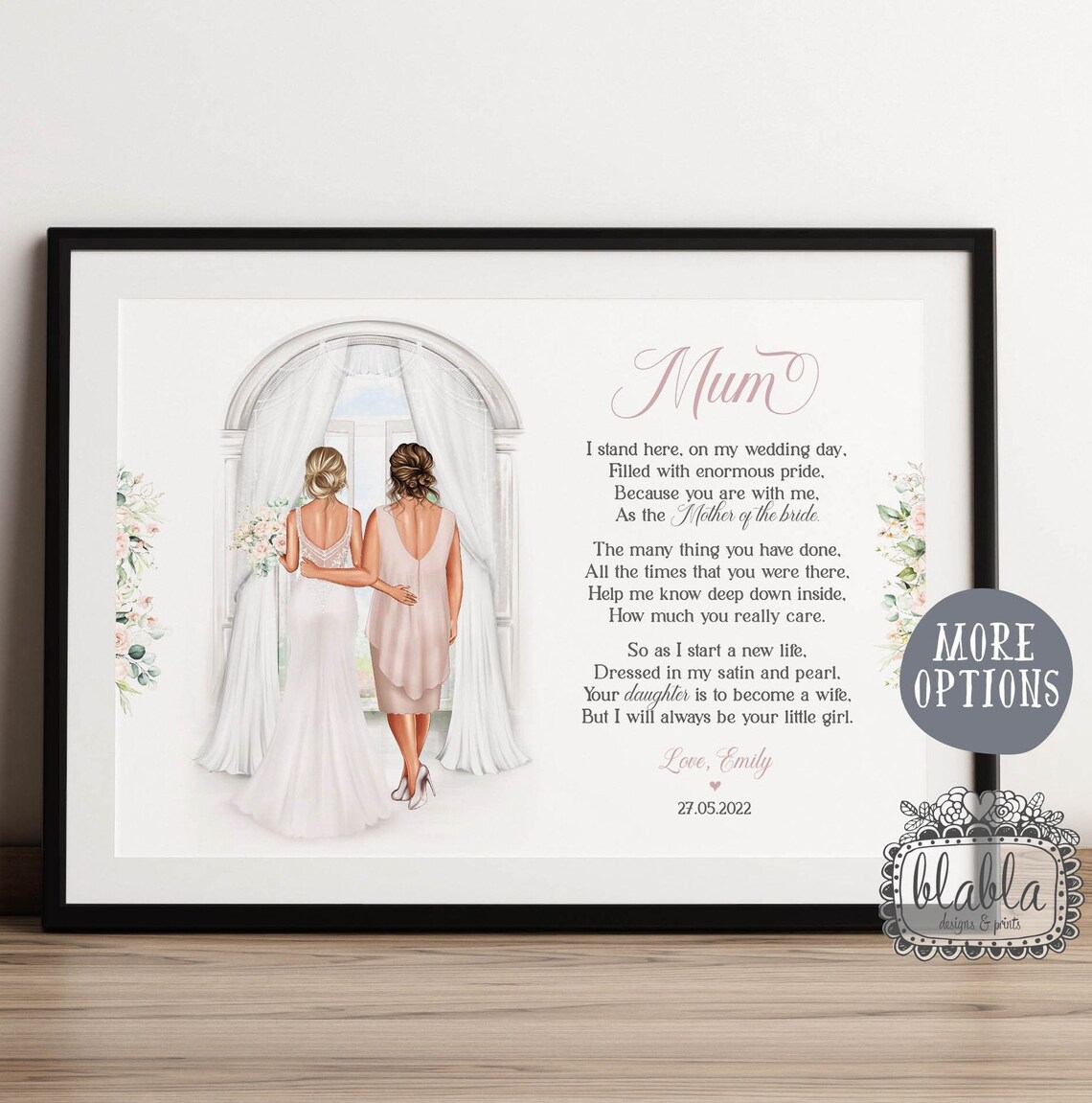 Personalised Mother Of The Bride Poem Gift With Archway Scene Print