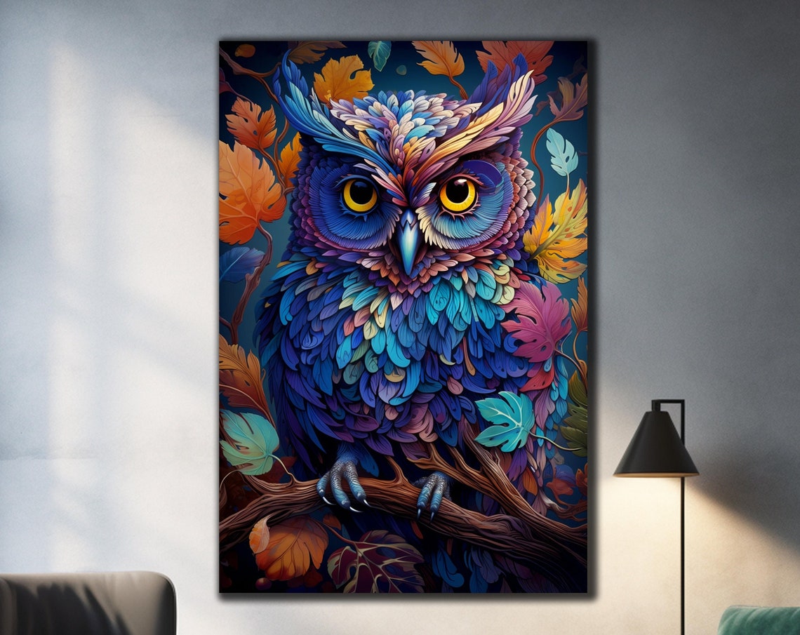 Owl Glass Wall Art Tempered Glass Art Decor Wall Art Decor Cute Owl Glass Art Glass Printing Art Printing Wall Art Owl Glass Painting