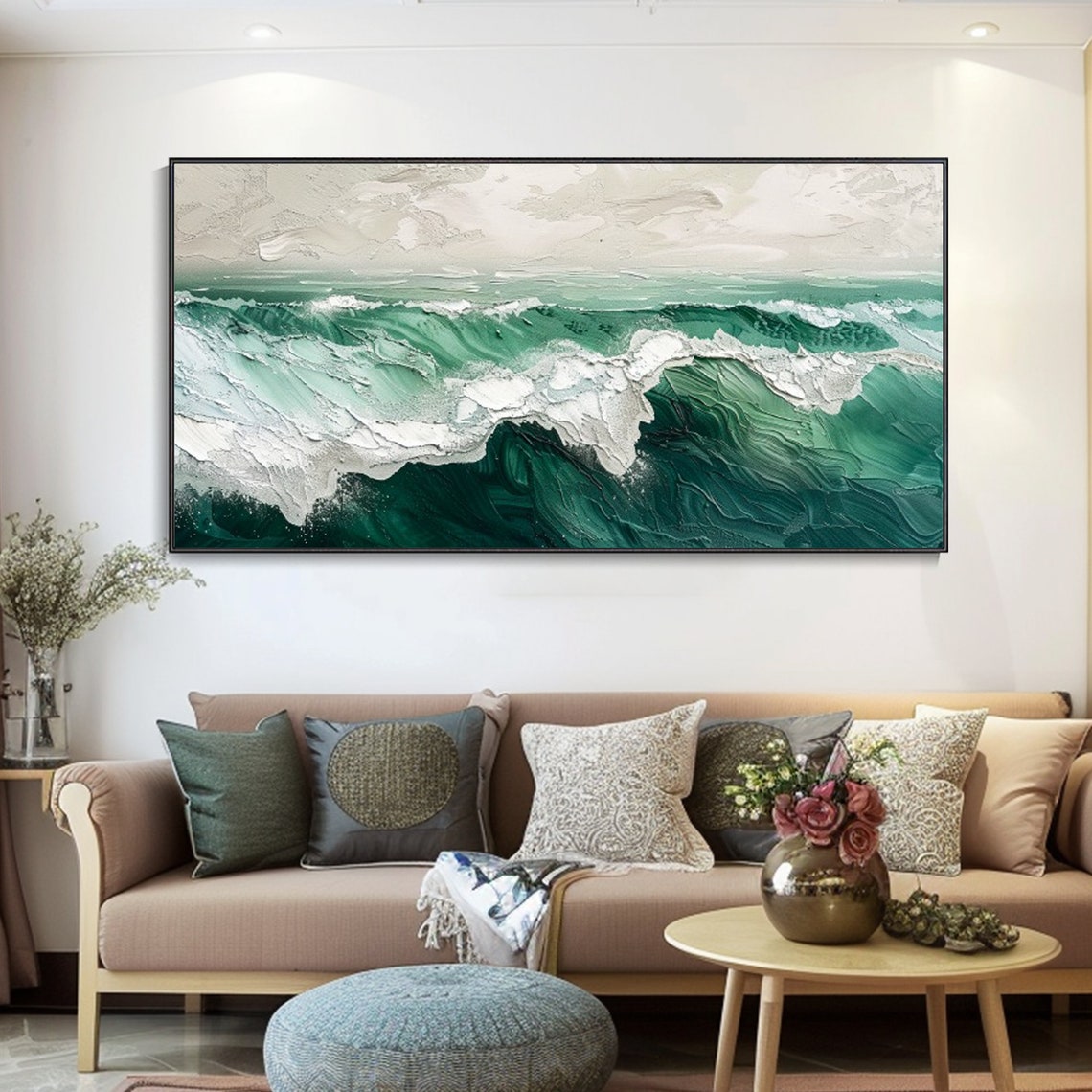 Emerald Green Ocean Wave White Foam Surf Texture Seascape Art Poster - Image 4
