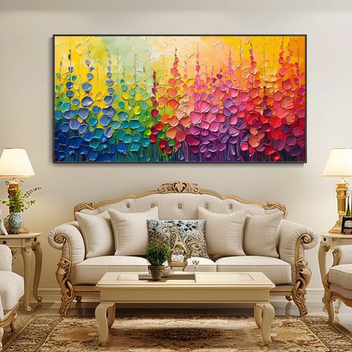 Rainbow Gradient Petal Mosaic Colorful Abstract Garden Art Print - Image 2