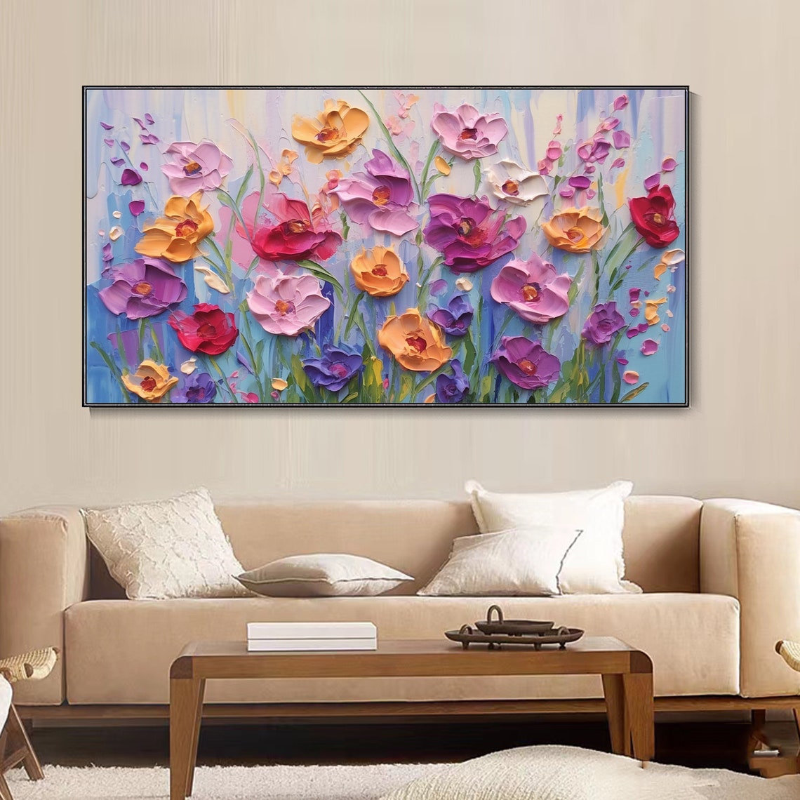 Vibrant Wildflower Meadow Impasto Blooms Colorful Floral Art Poster - Image 2