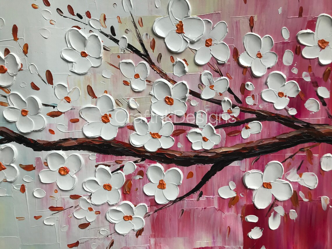 Cherry Blossom Tree Oil Painting, Boho Spring Art Print - Image 4