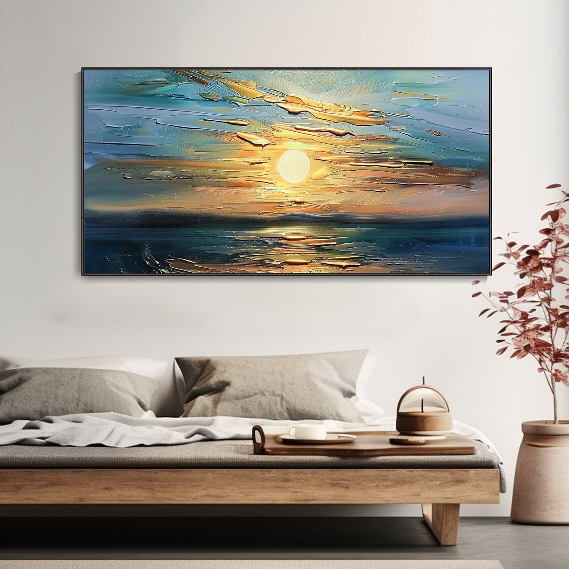 Golden Dusk Seascape, Oil-Painting-Style Art Print - Image 4