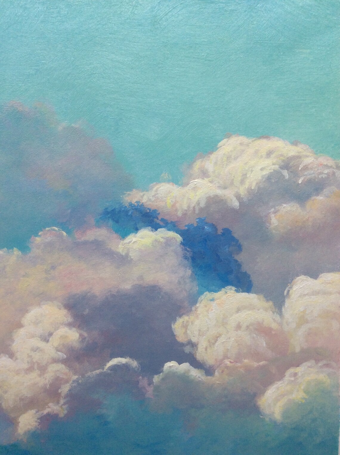 Miyazaki-Inspired Blue Sky and White Clouds Art Print - Image 3