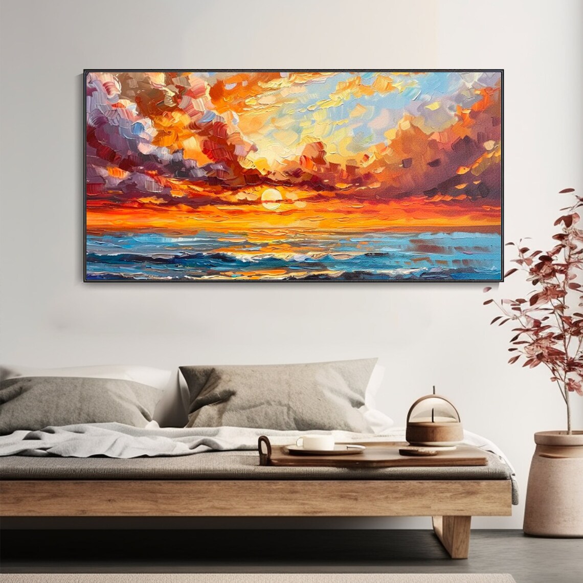 Oil Painting Seaside Sunset Seascape Art Print - Image 4