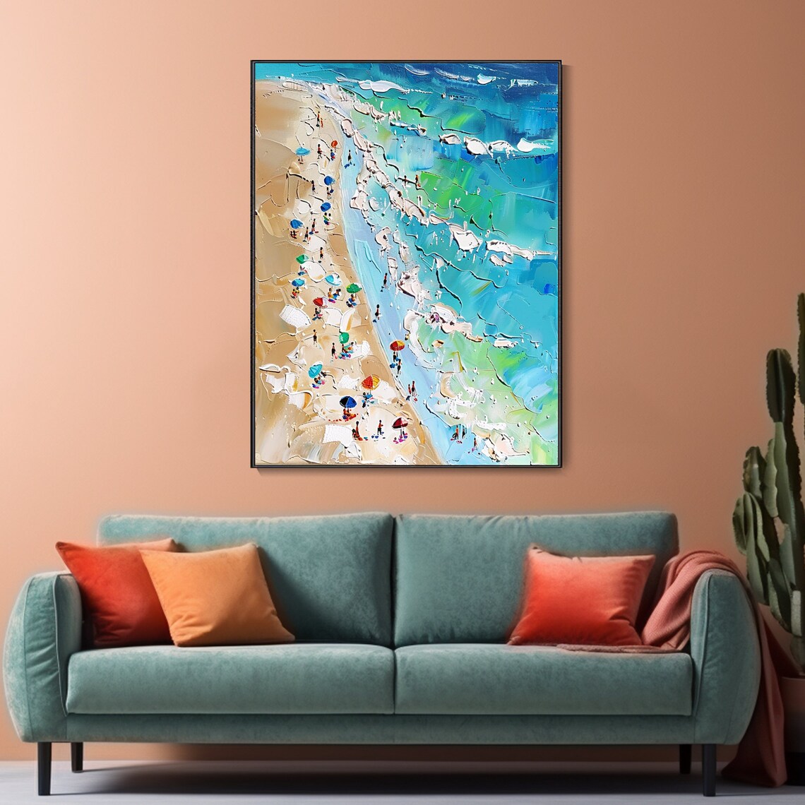 Beach Rhapsody Knife Painting, Summer Seascape Art Print - Image 2
