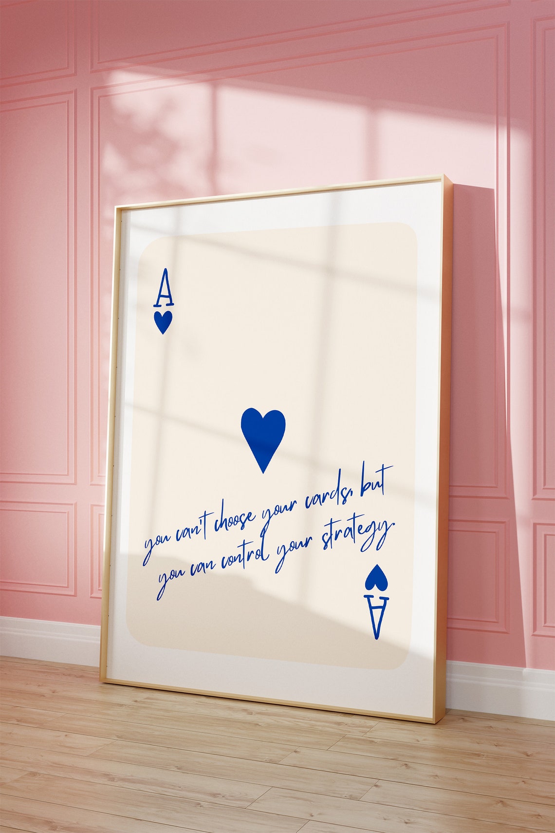 Trendy Ace Of Hearts Print Blue Lucky You Poster Trendy Retro Wall Art Retro Trendy Aesthetic Print Playing Card Poster Preppy Y2k Room - Image 2