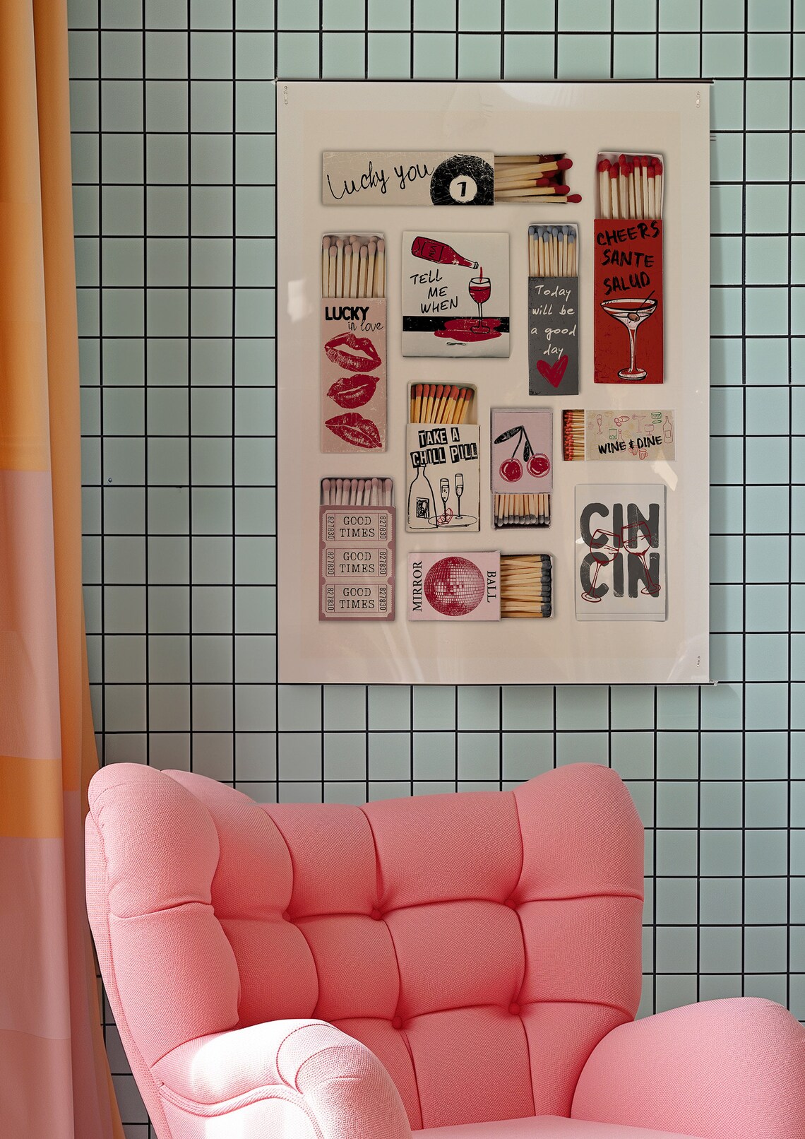 Vintage Matchbox Print, Retro Bar Cart Art - Image 2
