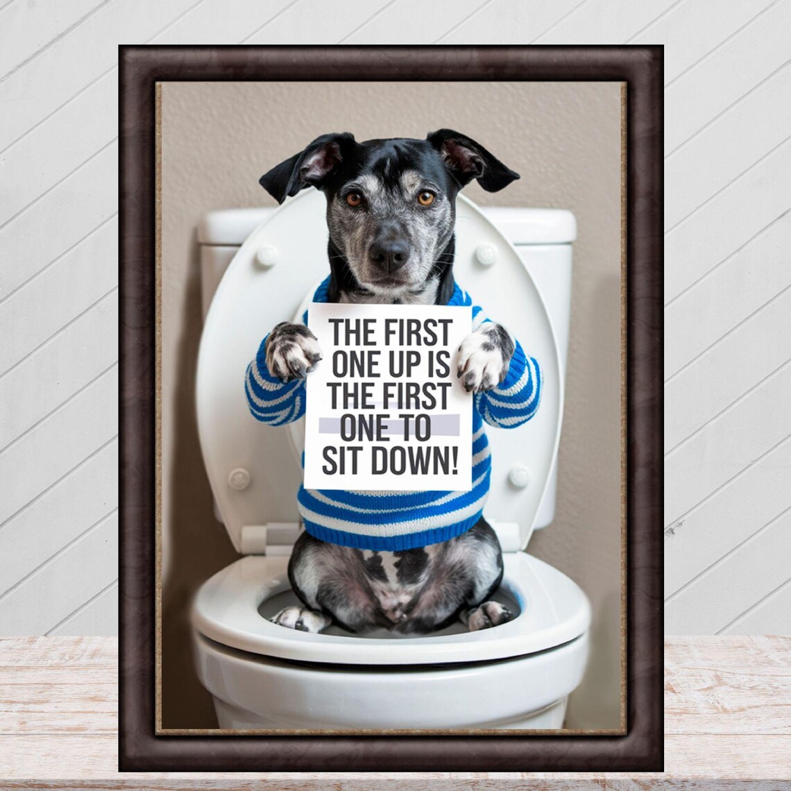 Funny Dog Bathroom Poster, Family Toilet Decor