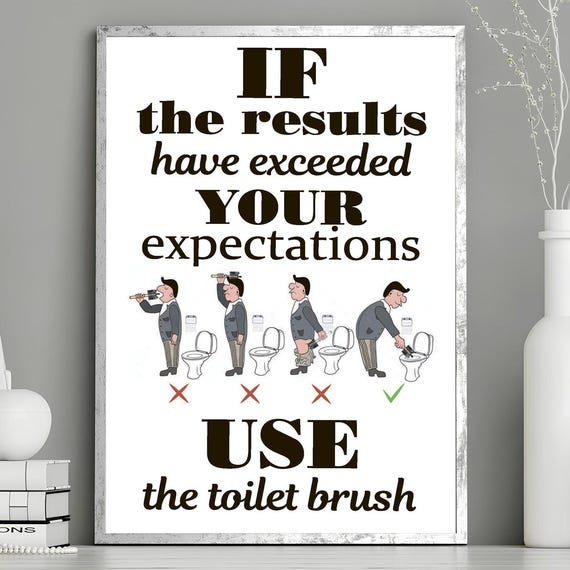 Funny Wall Art For Bathroom Restroom Poster For Offices Dorms Restaurants Cafes Airbnb Sign Bathroom Toilet Funny Art